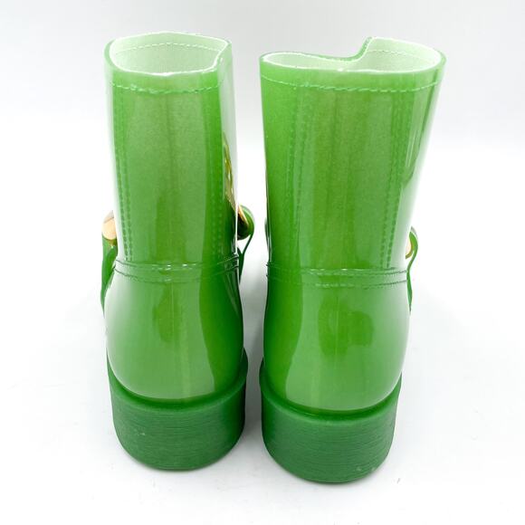 JW Anderson Chain Rain Boots‎ Green Rubber Chunky Gold Ankle Sz 36 / 6 - Picture 9 of 14